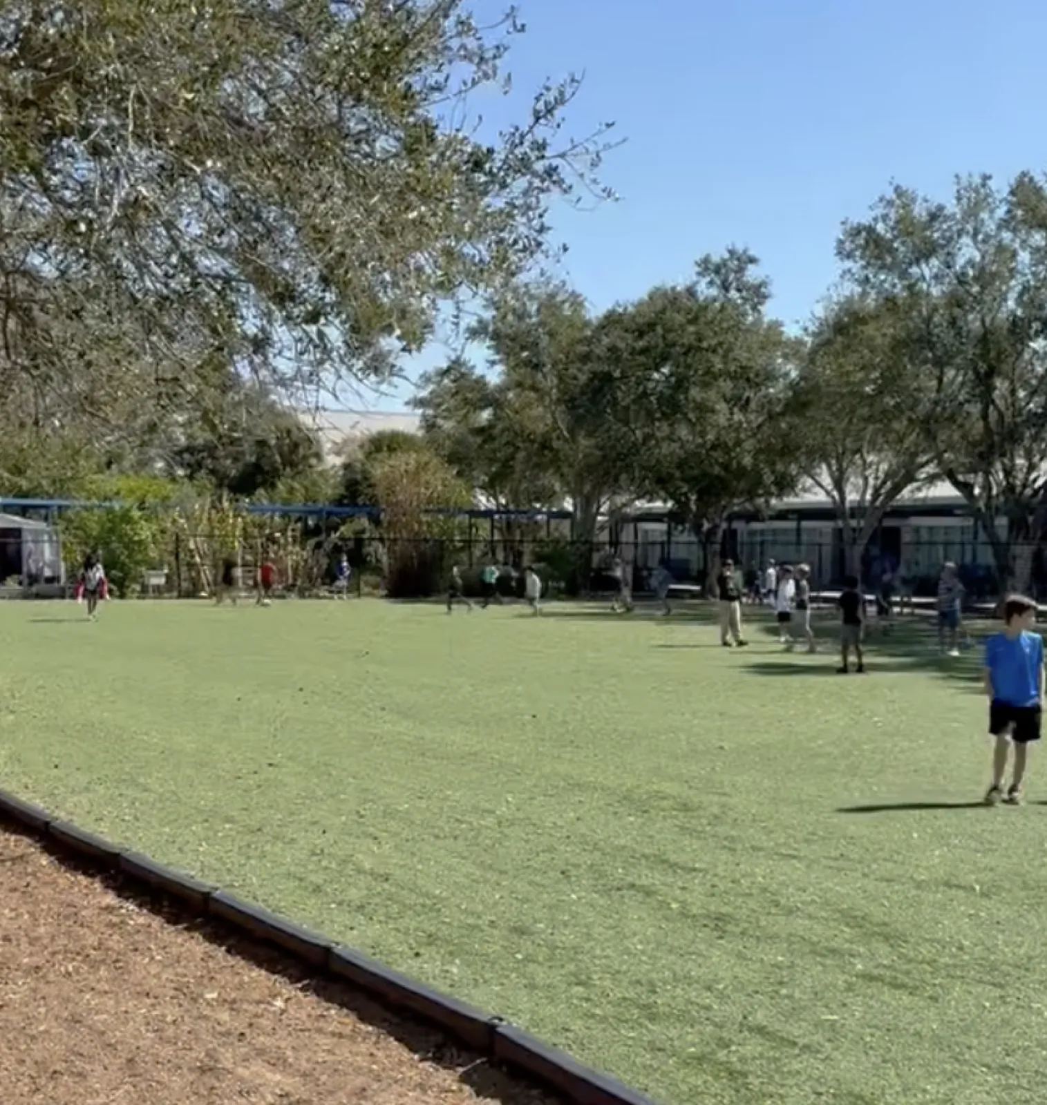 Pine View elementary playground with the PVA-funded artificial turf